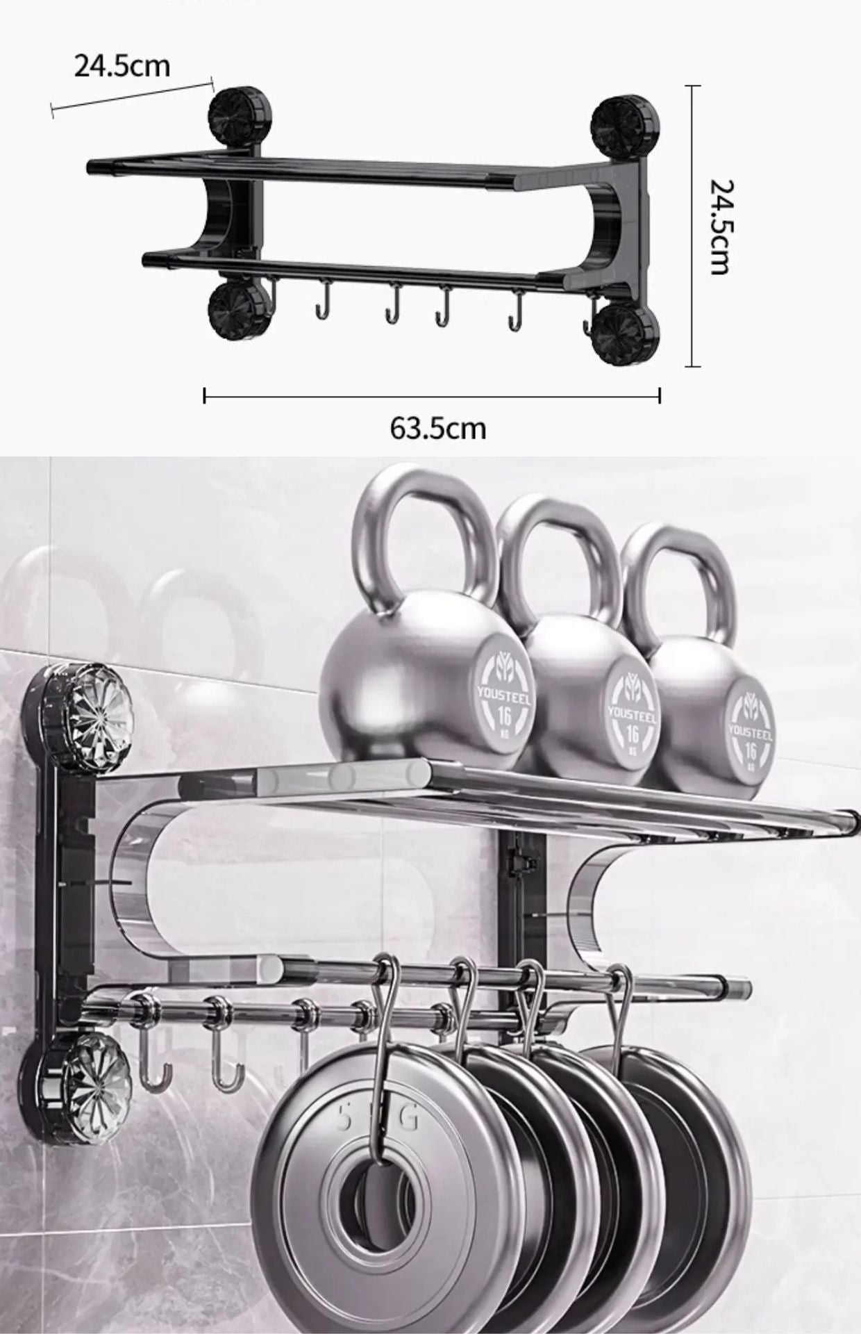 Porte-serviettes Ventouse 2-en-1 – Étagère & Rangement