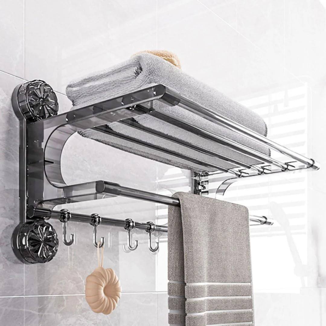 Porte-serviettes Ventouse 2-en-1 – Étagère & Rangement